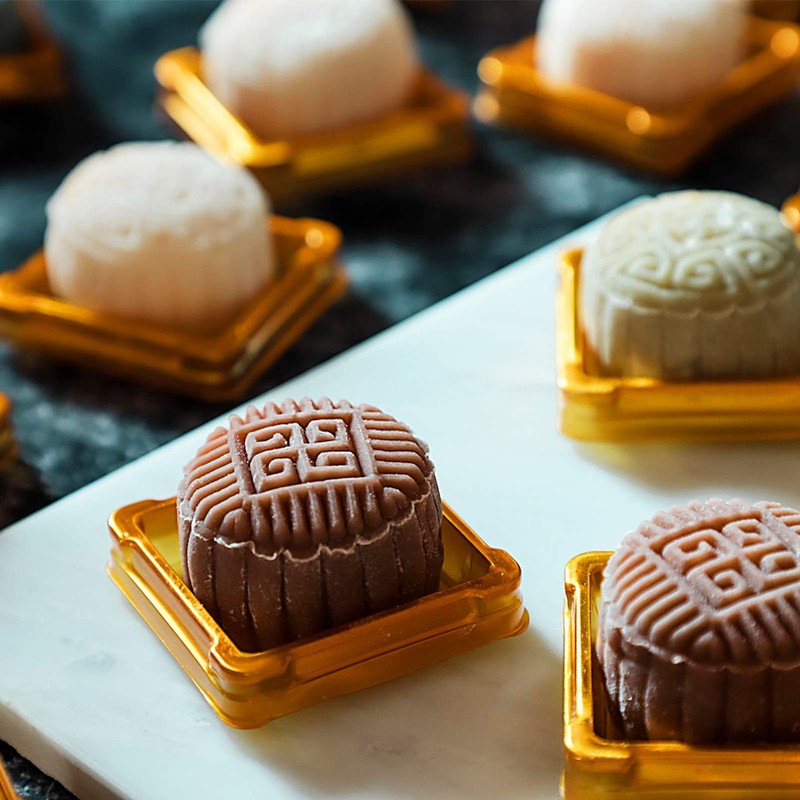 50 PCS Gold Plastic Square Mooncake Boxes Small Clear Container 2.16x1.85x1.57In gallery