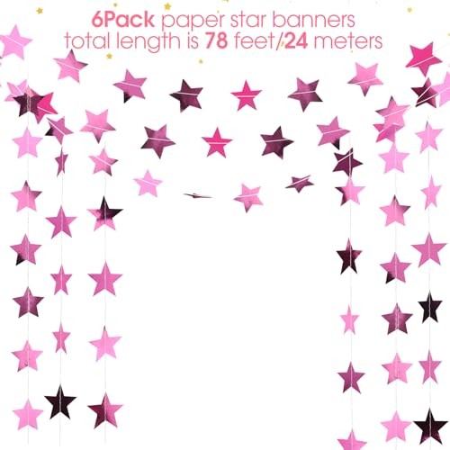 Feet Glitter Star Garland Banner 2026 Party Decoration Double Side Pink 78 gallery