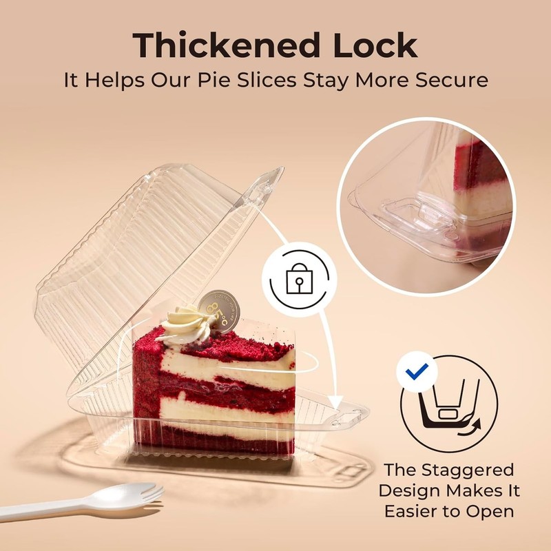 Stackable 300pc Cake Slice Containers Clear Dome Lid Food Grade Portable Togo gallery