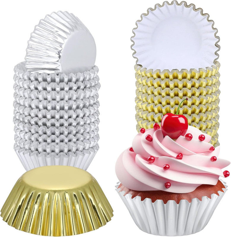 Elcoho 600 Pieces Mini Cupcake Liners, 1.25 Inch Foil Cupcake Liners, Grease Pro