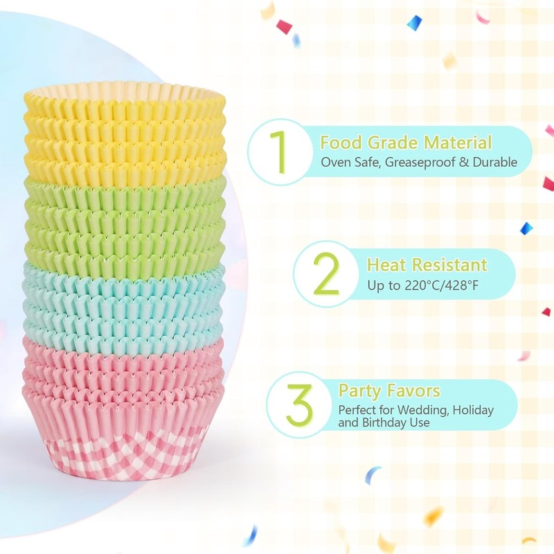Standard Cupcake Liners 400 Count Paper Baking Cups Buff Plaid gallery