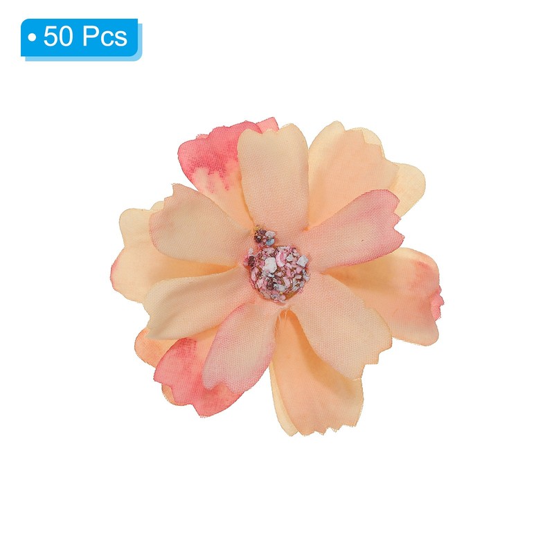 50Pcs 1.77" Artificial Silk Multi-layered Flower Heads Fake for DIY, Orange gallery