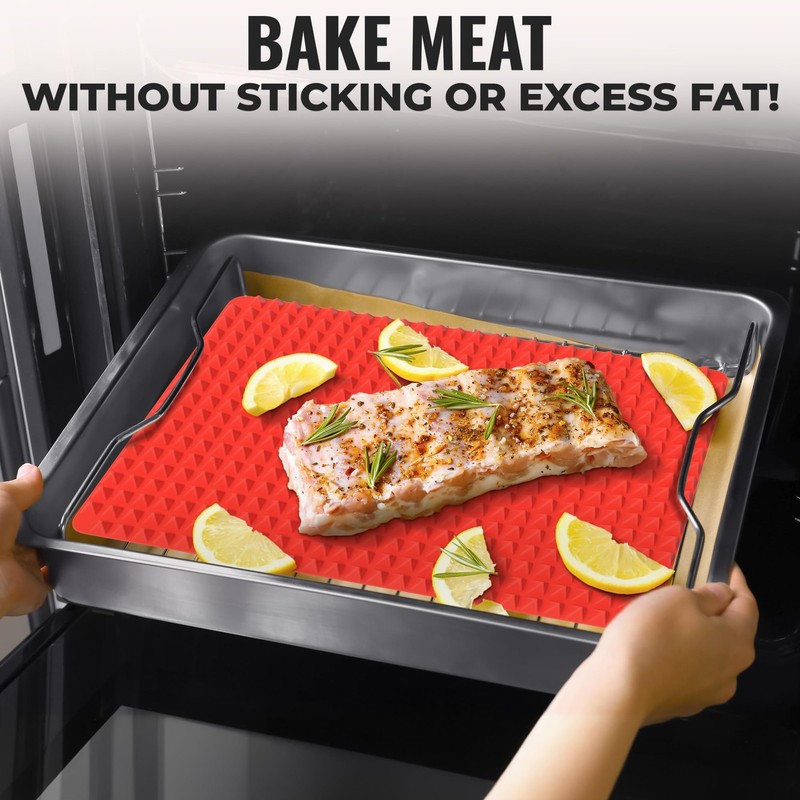 16x11.42" Non-Slip Red Pyramid Baking Mat - Easy to Clean 16"L x 11.4"W, gallery