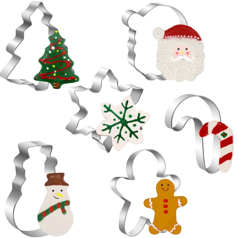 Large Christmas Cookie Cutters Set 6 Pcs Large Holiday Cookie Cutters Shapes Chr