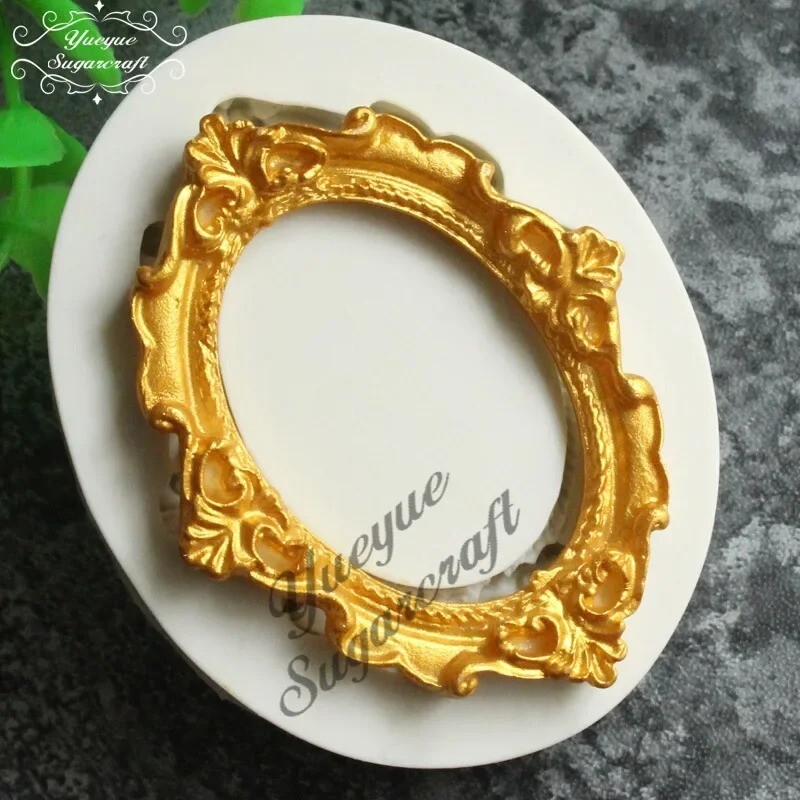 Baroque Scroll Sugarcraft Mirror Picture Frame Silicone Mold Fondant Lace Mould gallery