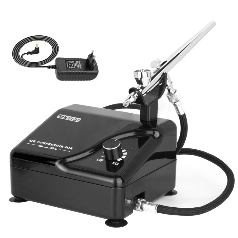 Timbertech Professional Airbrush Kit with Multi-Functional Compressor Black