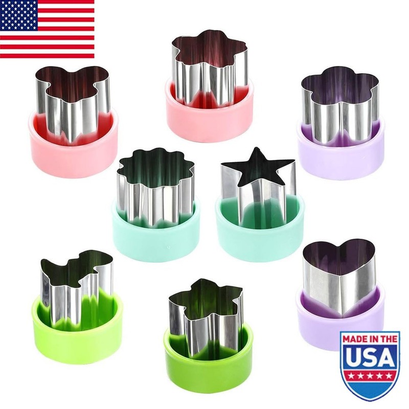 8 Pack Vegetable Cutter Shapes Set Stainless Steel Fruit Cutters Mini Cookie