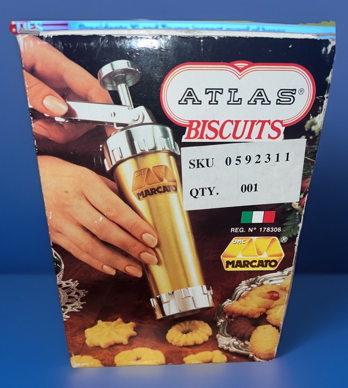 VTG Marcato Atlas Biscuits Cookie Press 4 Tips and 20 Discs w/ Box Complete VGC gallery