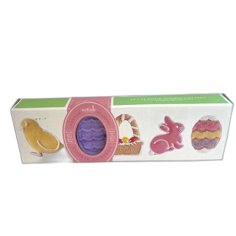Williams Sonoma Easter Stamped Cookie Cutters Set – 4 NEW Bunny Egg Chick Basket
