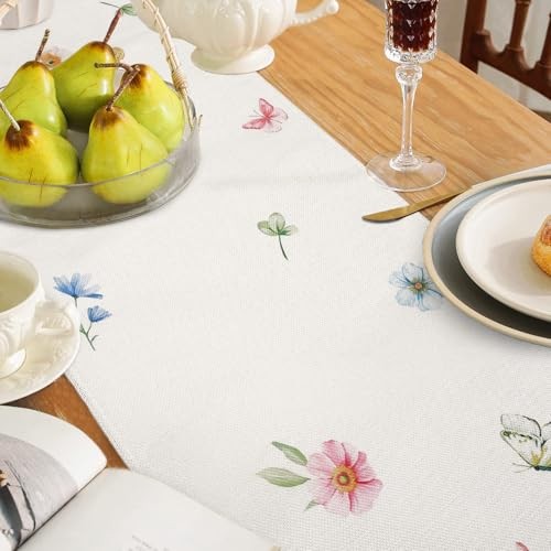Spring Floral Table Runner 13x72 Inch Pink Blue Flowers 13"W x 72"L gallery