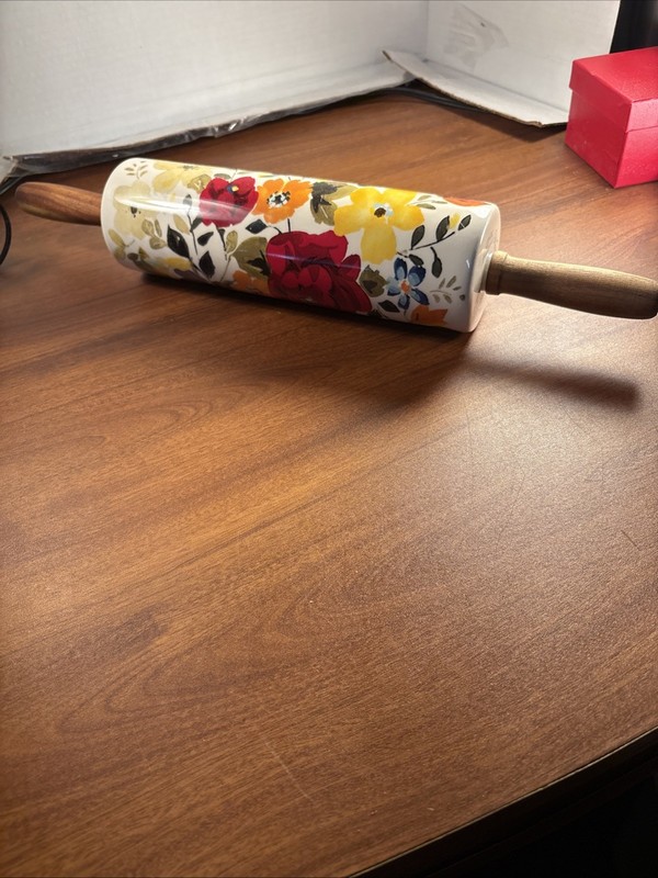 PIONEER WOMAN White “Timeless Floral” Autumn Ceramic (DISC) Fall ROLLING PIN