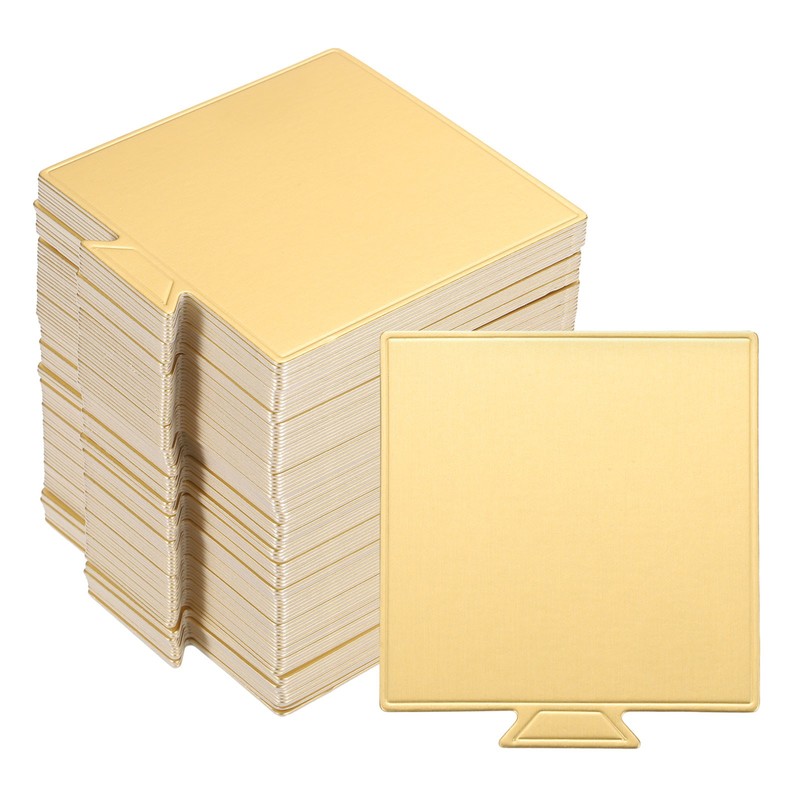 200pcs Mini Cake Boards Mousse Cake Cardboards Square for Cake Bases Gold