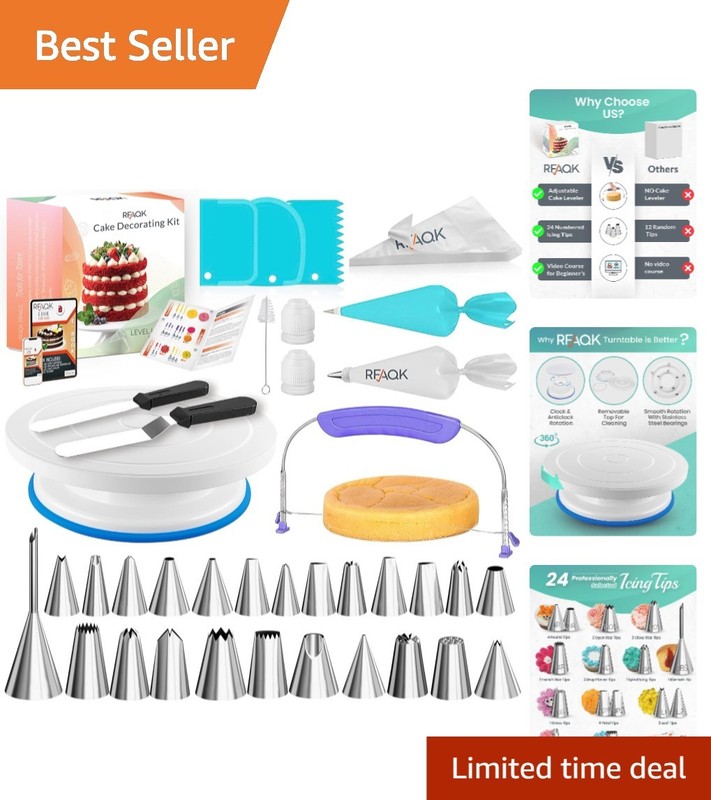 90PC Cake Decorating Kit with Turntable & Icing Tips – Perfect Baking Gift