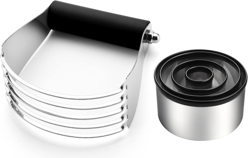Large Dough Blender & Biscuit Cutter Set, Heavy Duty Stainless Steel Professiona