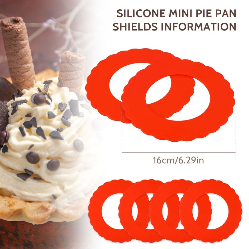 4 Pieces Mini Pie Crust Shields Protector for Edges 4-6 inches, Red gallery
