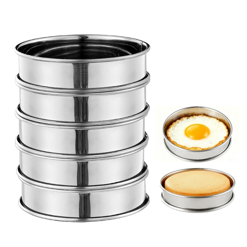 5 PCS Crumpet Rings 4 Inch Stainless Steel Egg Rings English Muffin Tart Mold