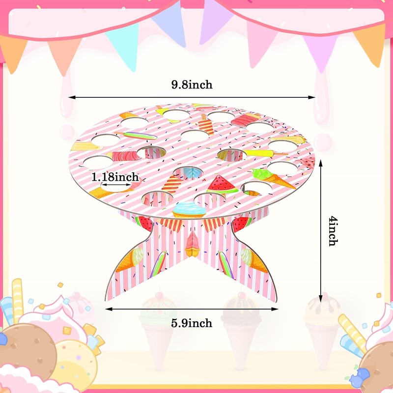 2 Pack 16 Holes Ice Cream Cone Holder Stand Decoration Cardboard Ice Cream Ta... gallery