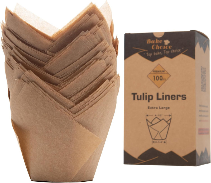 Nordic Paper 100Pcs Extra Large Size Natural Tulip Cupcake Liners