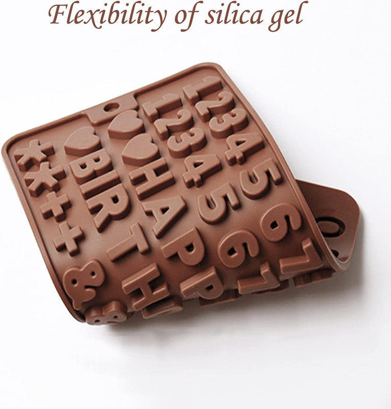 Silicone Letter Number Molds,Reusable Chocolate Molds with Happy Birthday Cake D gallery