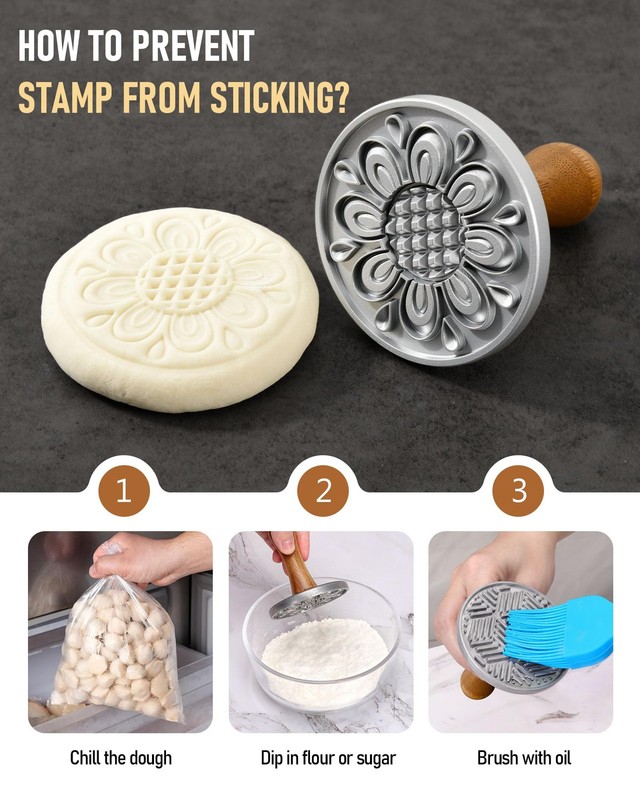 Cookie Stamps Set of 4, Metal Cookie Press Mold with Wooden Handle, Decoratin... gallery