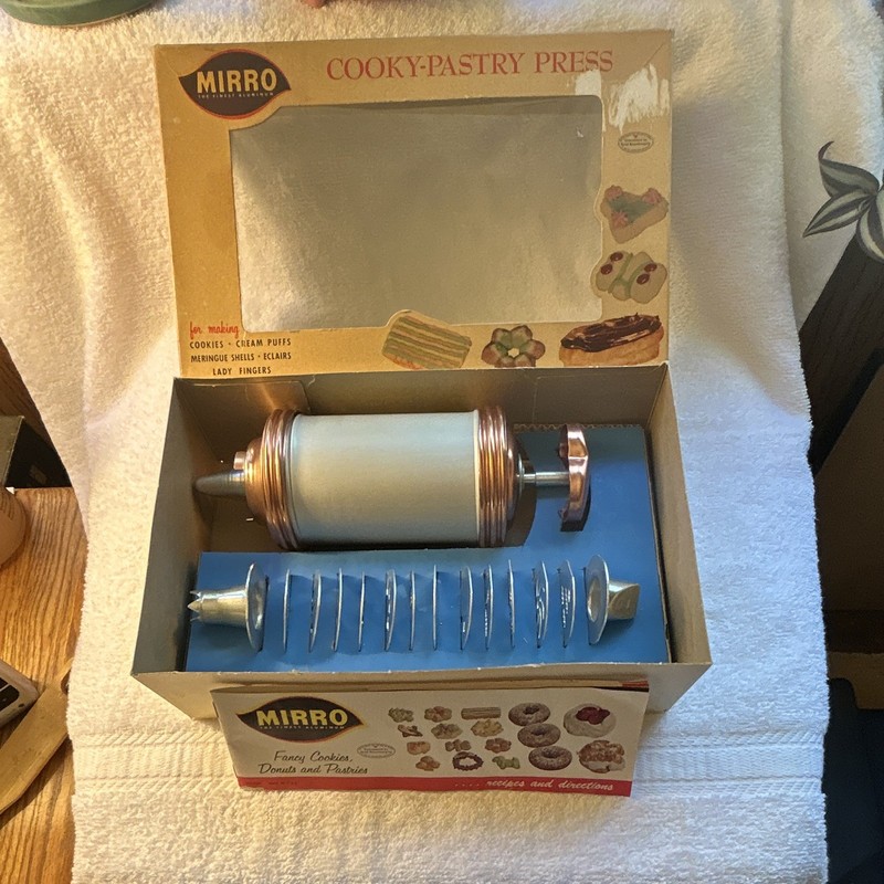 Mirro Cookie Press Set 15- Piece Metal Silver/Copper w/Twist Handle