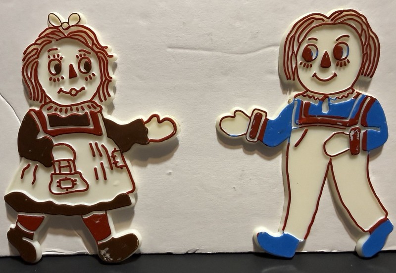 Raggedy Ann & Andy vintage Cake Toppers plastic set of 2 1970's rag dolls gallery
