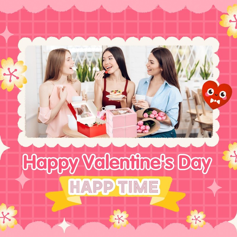 100 PCS 4x4x2.8 Inch Valentine Cookie Boxes Window Red Pink Pastry Bakery gallery