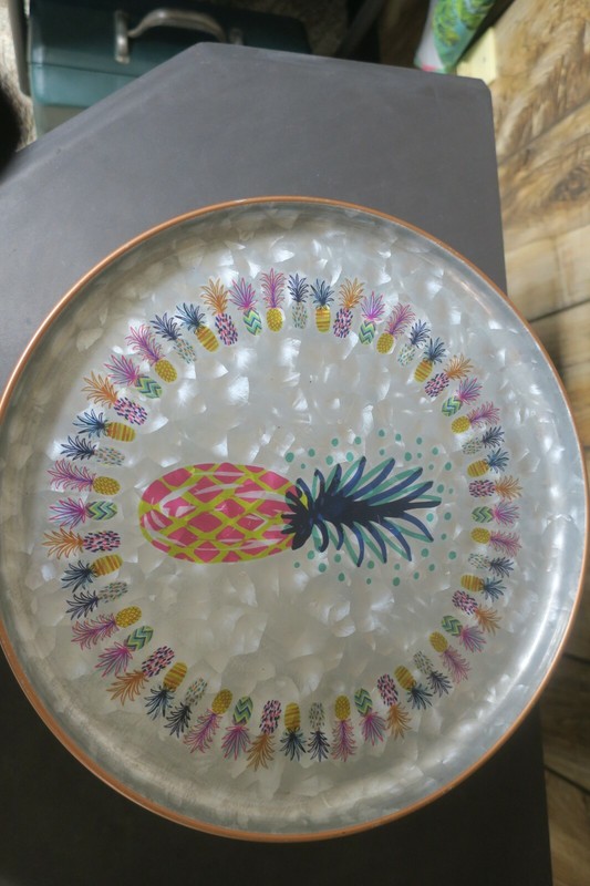 Josephine Kimberling Rnd hammered shine Metal Pineapple Party 12" Cake Stand gallery