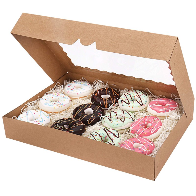 20 Pack Bakery Boxes Window 16x11x2.5" Hold 12 Donuts AutoPopup Large Brown gallery