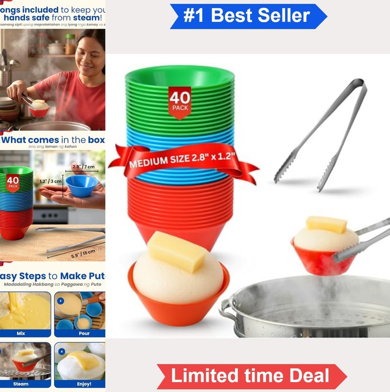 Puto Molder Filipino 40 Pcs 2.8 Inch 1.2 Inch BPA Free Plastic Baking Molds