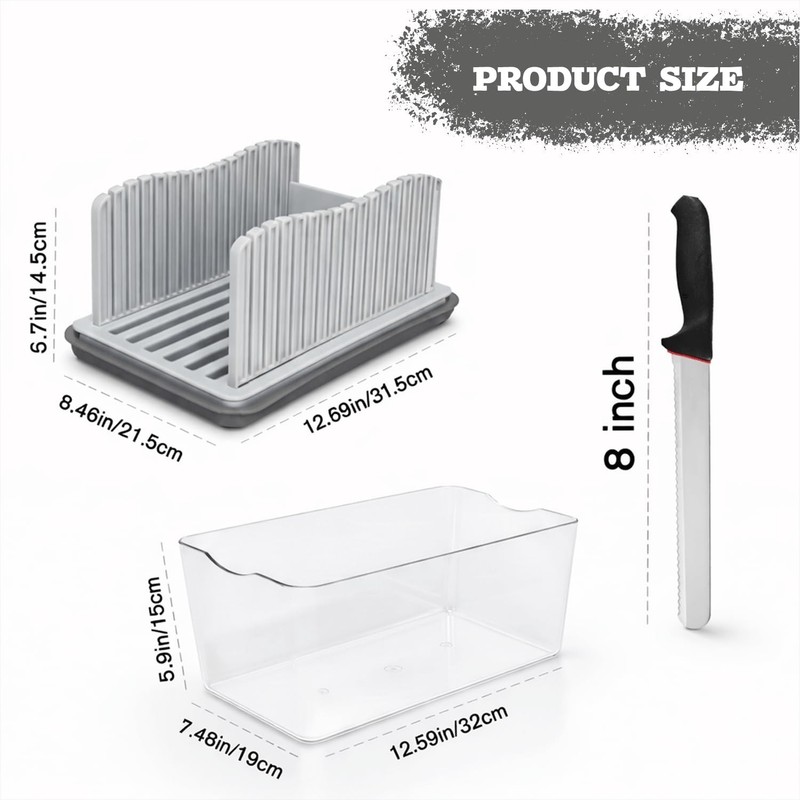 Bread Slicer with , Adjustable Slicer & Loaf Cutter for Homemade Bread with C... gallery