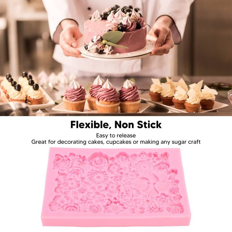 Silicone Fondant Mold, Non Stick Flower Chocolate Maker DIY Cake Baking Tray ... gallery