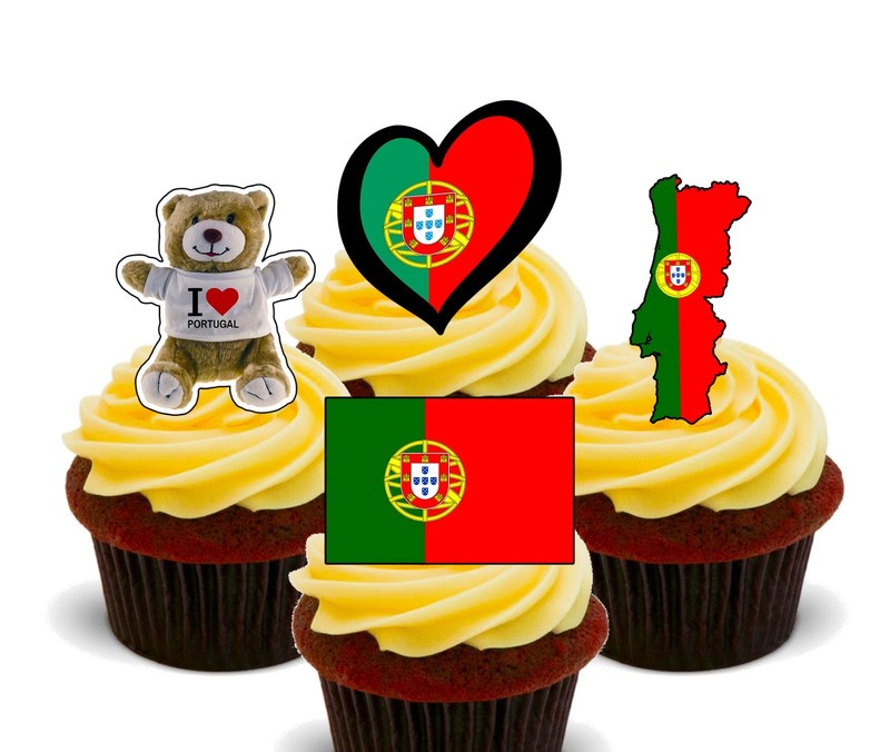 Portugal Fun Pack, Edible Stand-up Fairy Cup Cake Toppers, Flag Eurovision