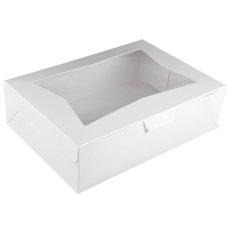 100 CASE 14″ x 10″ x 4″ White Window 1/4 Sheet Cake Cupcake Donut Bakery Box