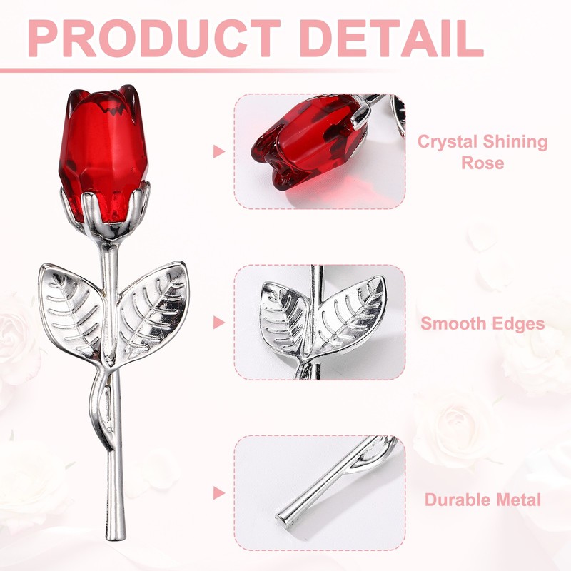 2 Pcs Mini Crystal Rose with Box, Romantic Crystal Rose, Red&Silver gallery