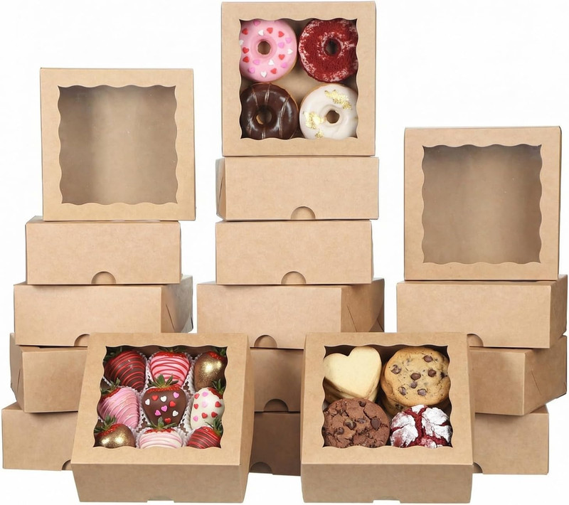 24 Pack 5X5X2 Inches Bakery Boxes - Boxes for Chocolate Covered Strawberries, 4