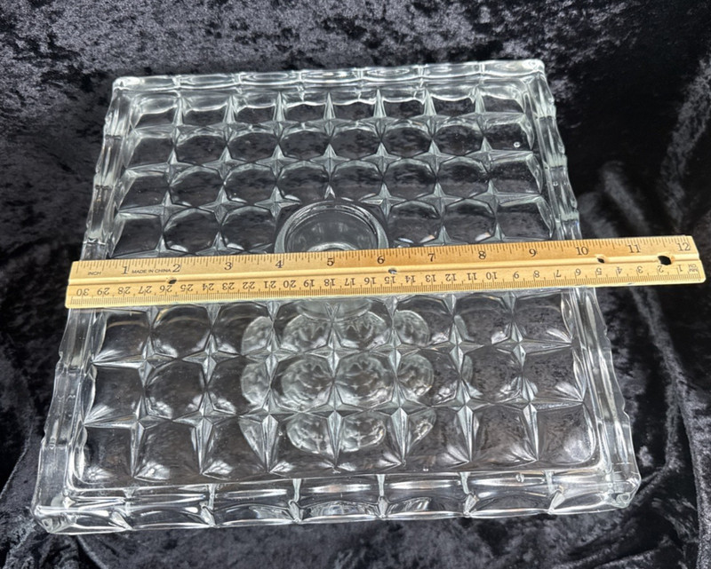 Vintage Indiana Glass Constellation Square Glass 10" Cake Stand With Rum Well gallery