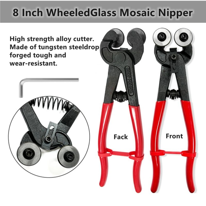Sclwlkeyxgs 8" Heavy Duty Wheeled Glass Mosaic & Ceramic Tile Nipper Cutter Plie gallery