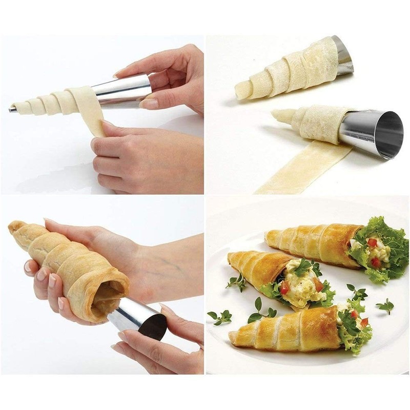 16 PCS 5 Inch Large Non-Stick Cream Horn Mold Stainless Steel Cannoli Tube gallery