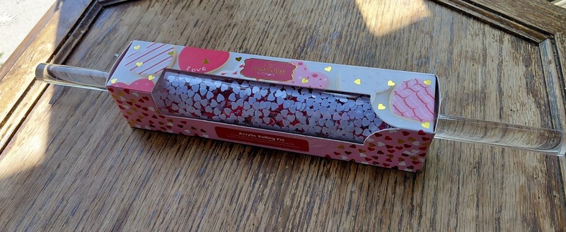 Circa Acrylic Rolling Pin Clear PVC Handles Hearts Pattern 16.9 in Hand Wash