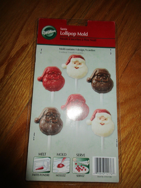 Wilton 2115-1706 Santa Face Candy Lollipop Mold Makes 10