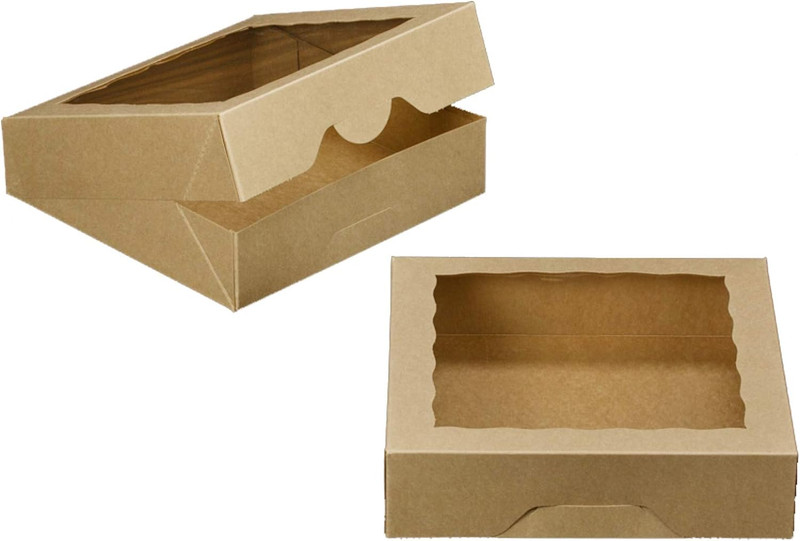 ONE MORE 10inch Natural Kraft Bakery Pie Boxes With PVC Windows,Large Cookie box gallery