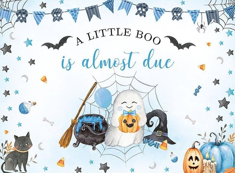 A Little Boo is Almost Due Baby Boy Baby Shower Edible Cake Topper Decoration