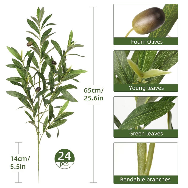 Ttranewsoo Fake Plants Olive Branch Artificial Plant 27.5In Outdoor Decorations gallery