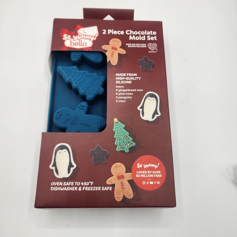 Silicone Mold Candy Chocolate Christmas Star Penguin Tree Gingerbread new 2pc gallery