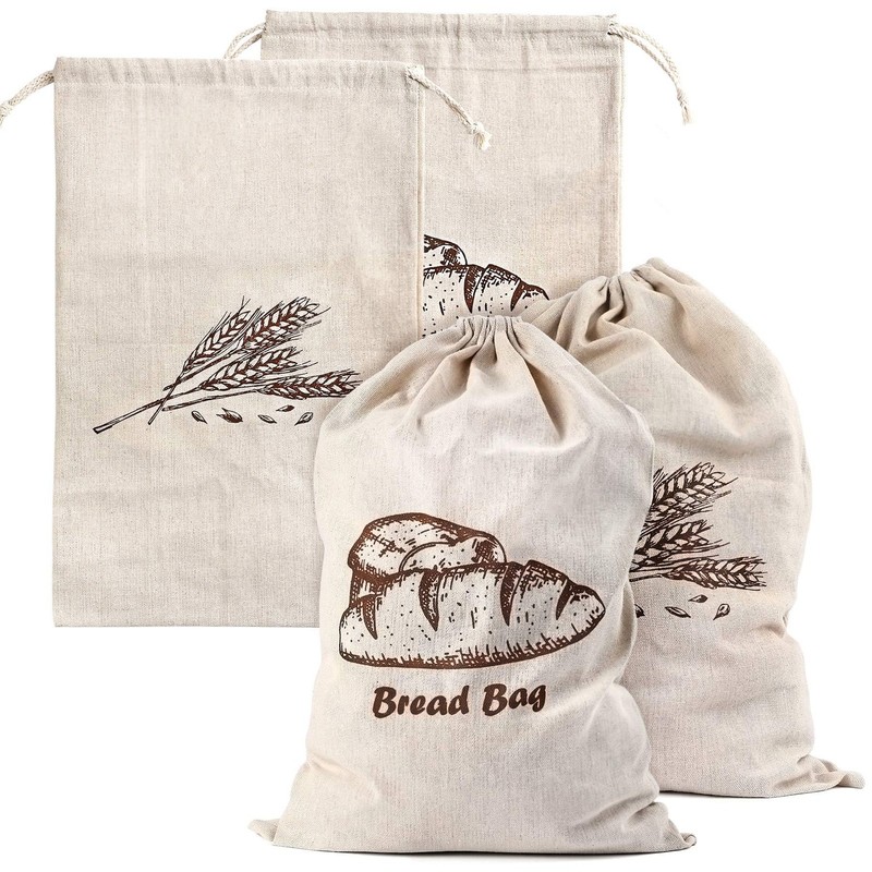 Bread Bags, 2-Packs Linen Bread Bags for Homemade Container, 17.3×11.6 Inches... gallery