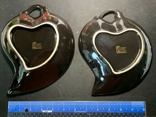 Two Skratimenos 24K Gold design on black decorative leaf shape dishes gallery