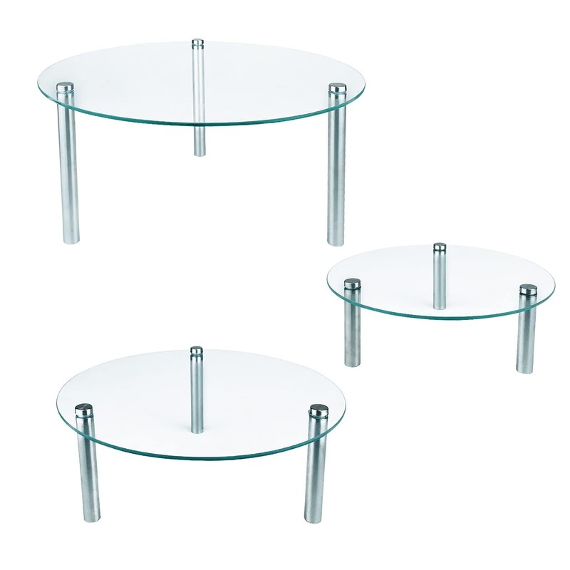 3 Pcs Round Tempered Glass Cake Stands Set 8 10 13 Inch Cupcake Dessert Display