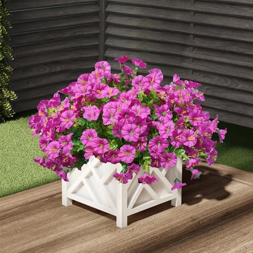 Artificial Outdoor Flowers 16 Bundles Fake Morning Glory Flower Outdoor Fuchsia gallery
