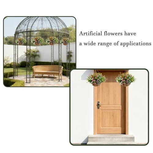 Artificial Hanging Plants Flowers with Basket 2 Multi (4yl-4pl-4pk-4rd-4wt-4gn) gallery